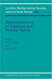 Cover of: Representations of algebras and related topics by edited by H. Tachikawa, S. Brenner.