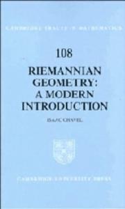 Cover of: Riemannian geometry: a modern introduction