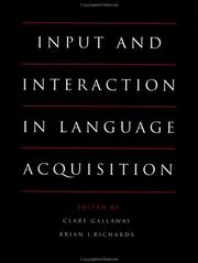 Cover of: Input and interaction in language acquisition