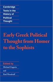 Cover of: Early Greek political thought from Homer to the sophists by translated and edited by Michael Gagarin, Paul Woodruff.