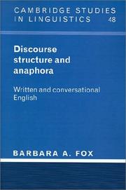 Cover of: Discourse structure and anaphora