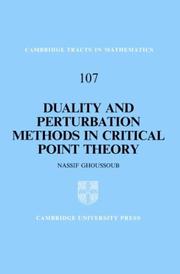 Cover of: Duality and perturbation methods in critical point theory