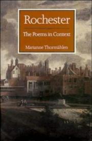 Cover of: Rochester: The Poems in Context (Cambridge Studies in Eighteenth-century English Literature & Thought)