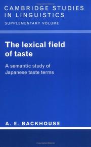 Cover of: The lexical field of taste by A. E. Backhouse