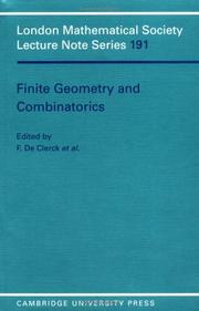 Cover of: Finite geometry and combinatorics: the Second International Conference at Deinze