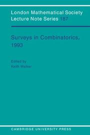 Cover of: Surveys in Combinatorics, 1993 | K. Walker