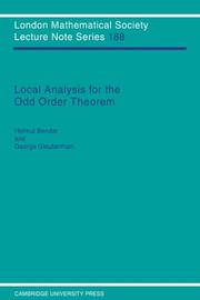 Cover of: Local analysis for the odd order theorem by Bender, Helmut