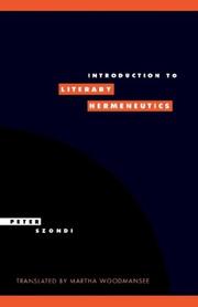 Cover of: Introduction to literary hermeneutics by Peter Szondi