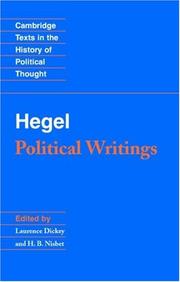Cover of: G.W.F. Hegel--political writings by Georg Wilhelm Friedrich Hegel