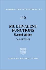 Cover of: Multivalent functions by W. K. Hayman