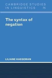 Cover of: The syntax of negation by Liliane M. V. Haegeman