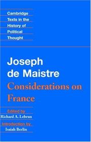 Considérations sur la France by Joseph Marie de Maistre