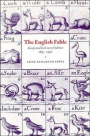 Cover of: The English fable: Aesop and literary culture, 1651-1740
