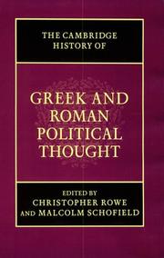 Cover of: The Cambridge History of Greek and Roman Political Thought (The Cambridge History of Political Thought) by Simon Harrison, Melissa Lane