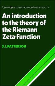 Cover of: An Introduction to the Theory of the Riemann Zeta-Function (Cambridge Studies in Advanced Mathematics)