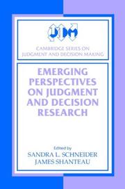 Cover of: Emerging Perspectives on Judgment and Decision Research (Cambridge Series on Judgment and Decision Making) by 