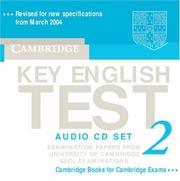 Cover of: Cambridge Key English Test 2 Audio CD Set: Examination Papers from the University of Cambridge ESOL Examinations (KET Practice Tests)
