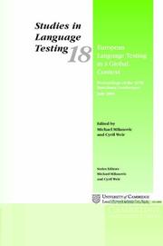 Cover of: European Language Testing in a Global Context: Proceedings of the ALTE Barcelona Conference July 2001 (Studies in Language Testing)