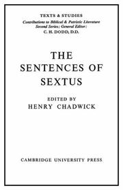 Cover of: The Sentences of Sextus by Henry Chadwick