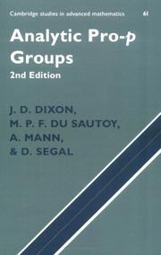 Cover of: Analytic Pro-P Groups (Cambridge Studies in Advanced Mathematics)