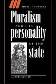 Cover of: Pluralism and the personality of the state