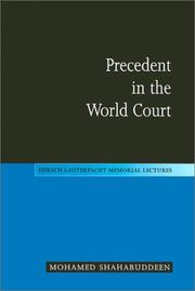 Cover of: Precedent in the world court