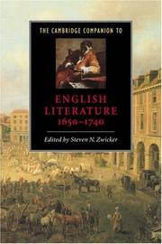 Cover of: The Cambridge Companion to English Literature, 16501740 (Cambridge Companions to Literature)