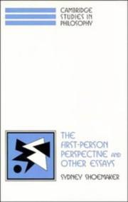Cover of: The first-person perspective and other essays