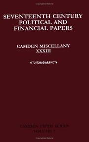 Cover of: Camden Miscellany XXXIII: Seventeenth-Century Parliamentary and Financial Papers (Camden Fifth Series)