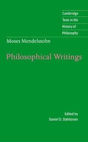 Cover of: Philosophical writings by Moses Mendelssohn