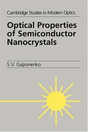 Cover of: Optical properties of semiconductor nanocrystals