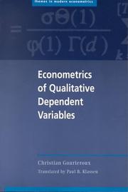 Cover of: Econometrics of Qualitative Dependent Variables | Christian Gourieroux