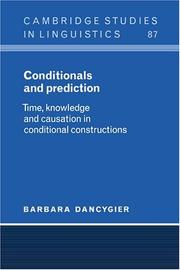 Cover of: Conditionals and Prediction | Barbara Dancygier