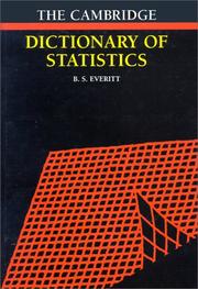 Cover of: The Cambridge dictionary of statistics by Brian Everitt