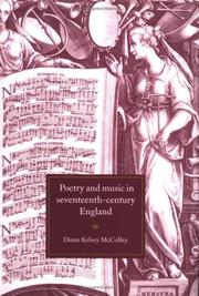 Cover of: Poetry and music in seventeenth-century England
