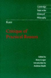 Cover of: Critique of practical reason by Immanuel Kant