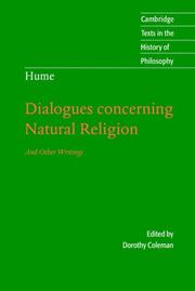 Cover of: Hume: Dialogues Concerning Natural Religion: And Other Writings (Cambridge Texts in the History of Philosophy)