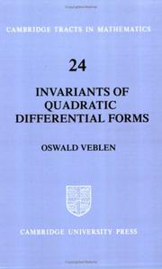 Cover of: Invariants of Quadratic Differential Forms (Cambridge Tracts in Mathematics)