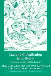 Cover of: Law and Globalization from Below: Towards a Cosmopolitan Legality (Cambridge Studies in Law and Society)