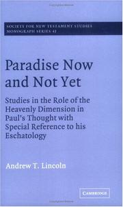 Cover of: Paradise Now and Not Yet by Andrew T. Lincoln