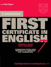 Cover of: Cambridge First Certificate in English 7 Student's Book with Answers (FCE Practice Tests)