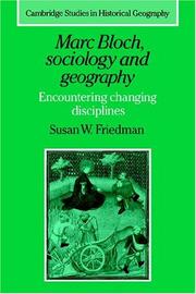Cover of: Marc Bloch, sociology and geography by Susan W. Friedman