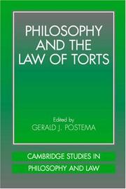 Cover of: Philosophy and the Law of Torts (Cambridge Studies in Philosophy and Law)