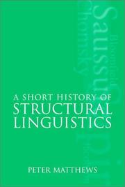 Cover of: A short history of structural linguistics