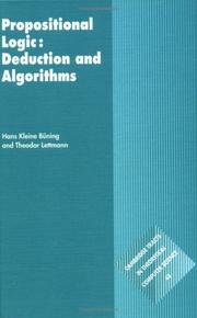 Cover of: Propositional Logic: Deduction and Algorithms (Cambridge Tracts in Theoretical Computer Science)