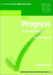 Cover of: New Progress to Proficiency Teacher's book by Leo Jones