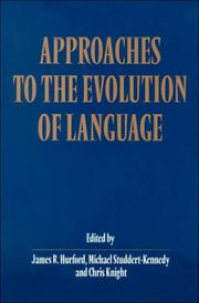 Cover of: Approaches to the Evolution of Language by 