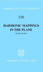 Cover of: Harmonic Mappings in the Plane (Cambridge Tracts in Mathematics)