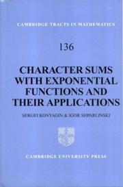 Cover of: Character sums with exponential functions and their applications