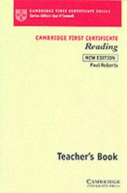 Cover of: Cambridge First Certificate Reading Teacher's book (Cambridge First Certificate Skills)